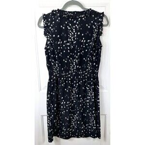THML Ruffle Bird Print Black & White Sleeveless‎ Size Medium